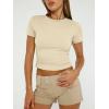 imageAUTOMET Womens 3 Piece Short Sleeve Shirts Basic Going Out Slim Fitted Crop Tops 2025 Summer Y2k ClothesBlack white apricot