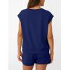 imageAUTOMET Womens Crew Neck Two Piece short Sets Cap Sleeve Drawstring Summer Sweatsuit with PocketNavy Blue