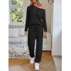 imageAUTOMET Womens Lounge Sets 2 Piece Matching Pajamas Travel Airport Fall Outfits Cute Pjs Off Shoulder Tops LoungewearBlack