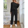 imageAUTOMET Womens Lounge Sets 2 Piece Matching Pajamas Travel Airport Fall Outfits Cute Pjs Off Shoulder Tops LoungewearBlack