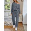 imageAUTOMET Womens Lounge Sets 2 Piece Matching Pajamas Travel Airport Fall Outfits Cute Pjs Off Shoulder Tops LoungewearGrey