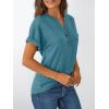 imageAUTOMET Womens Short Sleeve Shirts Henley Dressy Casual Summer Tops 2025 Trendy Blouses Cute TShirts Outfits ClothesBlue Green