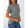 imageAUTOMET Womens Short Sleeve Shirts Henley Dressy Casual Summer Tops 2025 Trendy Blouses Cute TShirts Outfits ClothesGray