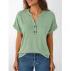 imageAUTOMET Womens Short Sleeve Shirts Henley Dressy Casual Summer Tops 2025 Trendy Blouses Cute TShirts Outfits ClothesLight Green