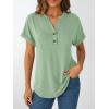 imageAUTOMET Womens Short Sleeve Shirts Henley Dressy Casual Summer Tops 2025 Trendy Blouses Cute TShirts Outfits ClothesLight Green