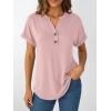 imageAUTOMET Womens Short Sleeve Shirts Henley Dressy Casual Summer Tops 2025 Trendy Blouses Cute TShirts Outfits ClothesPink