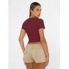 imageAUTOMET Womens Short Sleeve T Shirts Basic Summer 2025 Workout Tops Crew Neck Gym Crop Tops Trendy Y2K ClothesBurgundy