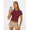 imageAUTOMET Womens Short Sleeve T Shirts Basic Summer 2025 Workout Tops Crew Neck Gym Crop Tops Trendy Y2K ClothesBurgundy