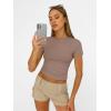 imageAUTOMET Womens Short Sleeve T Shirts Basic Summer 2025 Workout Tops Crew Neck Gym Crop Tops Trendy Y2K ClothesCoffee Grey