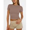 imageAUTOMET Womens Short Sleeve T Shirts Basic Summer 2025 Workout Tops Crew Neck Gym Crop Tops Trendy Y2K ClothesCoffee Grey