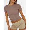 imageAUTOMET Womens Short Sleeve T Shirts Basic Summer 2025 Workout Tops Crew Neck Gym Crop Tops Trendy Y2K ClothesCoffee Grey