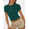 imageAUTOMET Womens Short Sleeve T Shirts Basic Summer 2025 Workout Tops Crew Neck Gym Crop Tops Trendy Y2K ClothesDark Green