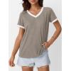 imageAUTOMET Womens Short Sleeve TShirts Summer Tops Casual Soft Tunic V Neck Basic Workout Clothes Spring Fashion Outfits 2025Coffeegrey