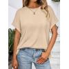 imageAUTOMET Womens Summer Tops Oversized Short Sleeve Business Casual T Shirts Trendy Fashion Clothes Spring Outfits 2025Apricot