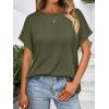 imageAUTOMET Womens Summer Tops Oversized Short Sleeve Business Casual T Shirts Trendy Fashion Clothes Spring Outfits 2025Army Green