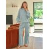 imageAUTOMET Womens Sweatsuits 2 Piece Outfits Fall Sweat Sets Lounge Hoodies and Cargo Pants Wide Leg with PocketsBluegreen