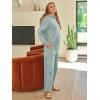 imageAUTOMET Womens Sweatsuits 2 Piece Outfits Fall Sweat Sets Lounge Hoodies and Cargo Pants Wide Leg with PocketsBluegreen