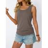 imageAUTOMET Womens Tank Tops 2025 Sleeveless Square Round Neck Ruched Spring Summer Tee Shirts Basic Outfits Trendy ClothesCoffeegrey