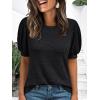 imageAUTOMET Womens Tops Summer Sweater Long Tunic Dressy Casual Blouses Business Cute Trendy Short Sleeve Shirt 2025Black