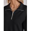imageAUTOMET Womens Track Suits Set Sweatsuits Two Piece Outfits Lounge Sets Half Zip Lapel Sweatshirts Fall Fashion ClothesBlack