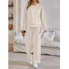 imageAUTOMET Womens Two Piece Lounge Sets Sweatsuits Outfit Wide Leg Sweatpants Tracksuit Loungewear Sweatshirt with PocketsApricot