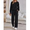 imageAUTOMET Womens Two Piece Lounge Sets Sweatsuits Outfit Wide Leg Sweatpants Tracksuit Loungewear Sweatshirt with PocketsBlack
