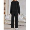 imageAUTOMET Womens Two Piece Lounge Sets Sweatsuits Outfit Wide Leg Sweatpants Tracksuit Loungewear Sweatshirt with PocketsBlack
