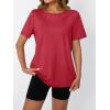 imageAUTOMET Womens Workout Tops Short Sleeve Gym Shirts Summer Athletic Yoga Tshirts Loose Fit Casual Clothes 2025Red