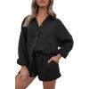 imageAUTOMET 2 Piece Sets For Women Lounge Wear Matching Two Piece Pajama Fashion Oversized Shirts And Shorts Spring Outfit 202501black