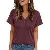 imageAUTOMET Short Sleeve V Neck T Shirts Womens Cap Sleeve Summer Casual Dressy TopsWine