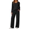 imageAUTOMET Sweatsuits Women 2 Piece Outfit Fashion Travel Lounge Sets With Wide Leg Pants Airport Track Suits Fall Clothes 2025Black