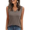 imageAUTOMET Tank Top Women Summer 2025 Casual Spring V Neck Sleeveless Tee Shirt Basic Trendy Beach Vacation Outfits ClothesCoffee