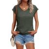 imageAUTOMET V Neck T Shirts for Women Spring Summer Fall Tops Teacher Work Business Dressy Casual Blouses Basic Tees Boho FashionArmygreen