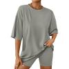 imageAUTOMET Womens 2 Piece Sets Summer Outfits 2025 Two Piece Lounge Set Matching Clothing Oversized Tshirts Biker Short FashionGreygreen