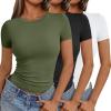 imageAUTOMET Womens 3 Piece Short Sleeve Shirts Basic Going Out Slim Fitted Crop Tops 2025 Summer Y2k ClothesBlack white army Green
