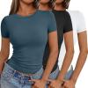 imageAUTOMET Womens 3 Piece Short Sleeve Shirts Basic Going Out Slim Fitted Crop Tops 2025 Summer Y2k ClothesBlack white haze Blue