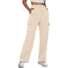 imageAUTOMET Womens Cargo Sweatpants Baggy Fleece High Waisted Joggers Sweat Pants Athletic PantsApricot
