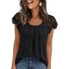 imageAUTOMET Womens Lace Tops Pleated Short Sleeve Shirts Summer Business Casual Dressy BlousesBlack