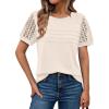 imageAUTOMET Womens Short Sleeve Shirts Dressy Lace Summer Tops 2025 Spring Trendy Casual TShirts Cute Work Outfits BlousesApricot