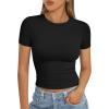 imageAUTOMET Womens Short Sleeve T Shirts Basic Summer 2025 Workout Tops Crew Neck Gym Crop Tops Trendy Y2K ClothesBlack