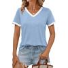 imageAUTOMET Womens Short Sleeve TShirts Summer Tops Casual Soft Tunic V Neck Basic Workout Clothes Spring Fashion Outfits 2025Blue