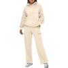 imageAUTOMET Womens Sweatsuits 2 Piece Outfits Fall Sweat Sets Lounge Hoodies and Cargo Pants Wide Leg with PocketsApricot