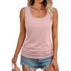 imageAUTOMET Womens Tank Tops 2025 Sleeveless Square Round Neck Ruched Spring Summer Tee Shirts Basic Outfits Trendy ClothesPink