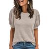 imageAUTOMET Womens Tops Summer Sweater Long Tunic Dressy Casual Blouses Business Cute Trendy Short Sleeve Shirt 2025Khaki