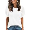 imageAUTOMET Womens Tops Summer Sweater Long Tunic Dressy Casual Blouses Business Cute Trendy Short Sleeve Shirt 2025White
