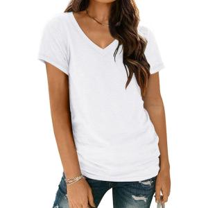 imageAUTOMET TShirts Short Sleeve V Neck Tees Tops for Women Fashion Trendy Lightweight Soft Casual Summer Outfits Clothes 2025White