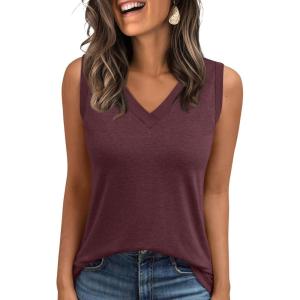 imageAUTOMET Tank Top Women Summer 2025 Casual Spring V Neck Sleeveless Tee Shirt Basic Trendy Beach Vacation Outfits ClothesWine Red