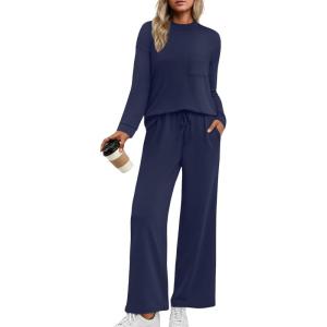 imageAUTOMET Two Piece Sets for Women Mock Neck Fall Outfits 2025 Matching Lounge Sweat Set Airport Travel Sweatsuits Comfy SetsNavy