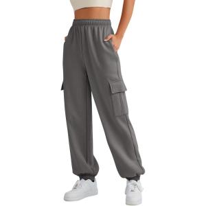 imageAUTOMET Womens Cargo Sweatpants Oversized Fleece Joggers Fall Fashion Outfits Y2k Clothes 2025 with PocketsBlackgrey