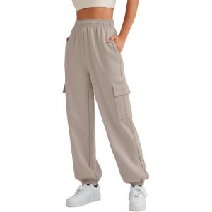 imageAUTOMET Womens Cargo Sweatpants Oversized Fleece Joggers Fall Fashion Outfits Y2k Clothes 2025 with PocketsCoffeegrey